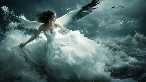 Ocean Angel in White Dress