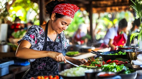 Open-Air Kitchen Chef at Work