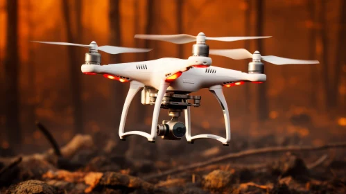 Drone Safety in Forest Fires: A Light Orange and White Depiction