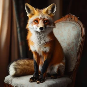 Regal Fox on Vintage Throne