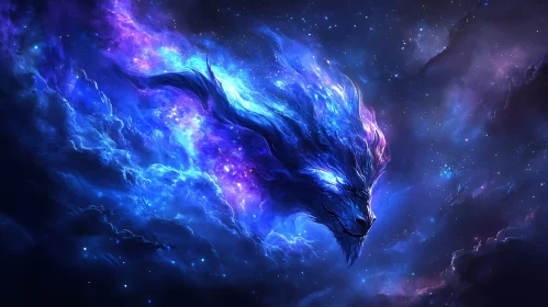 Cosmic Dragon in Starry Sky