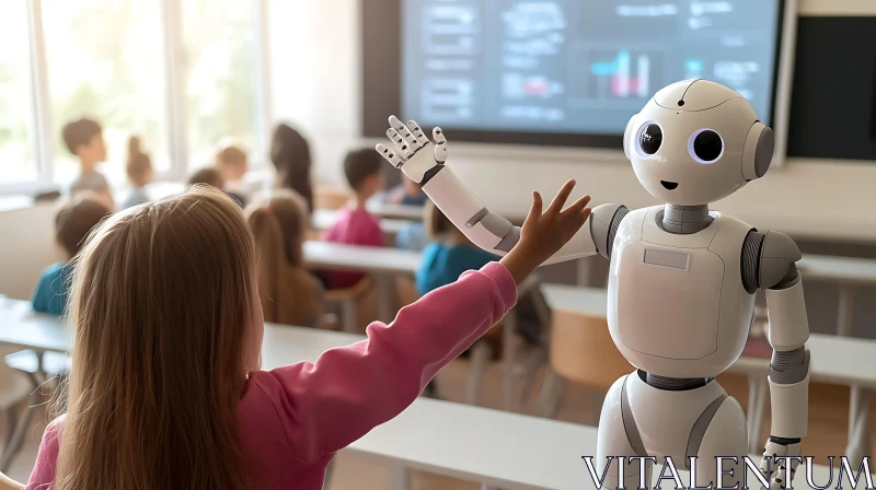 Child and Robot Learning Together AI Image