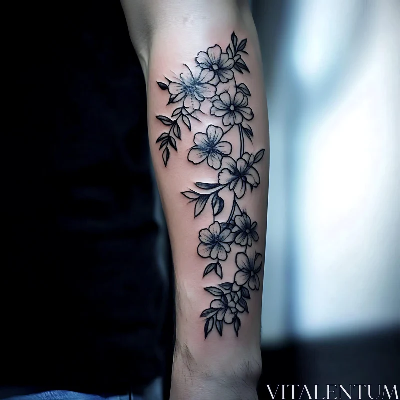 Forearm Floral Tattoo Art AI Image