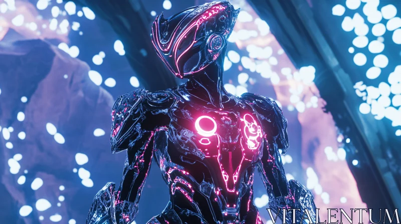 Cybernetic Being with Neon Glow AI Image