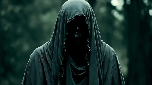Dark Shrouded Figure in Ominous Setting