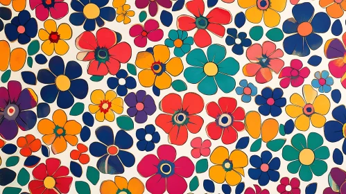 Vibrant Botanical Pattern with Retro Style