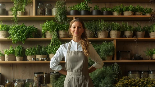 Woman in Herb Garden