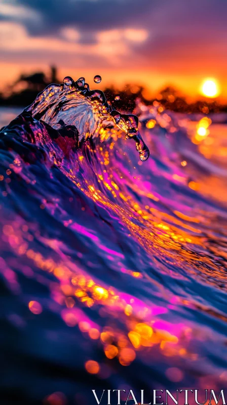 Sunlit Ocean Waves at Sunset AI Image