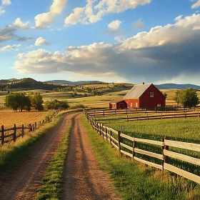 Rural Farm with Barn and Fence