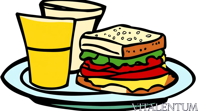 Tasty Sandwich and Drink Artwork AI Image