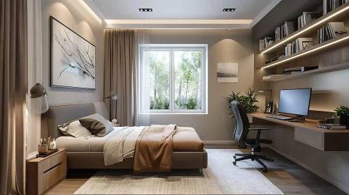 Modern Bedroom with Workspace