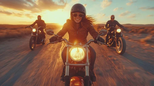 Motorcycle Adventure at Sunset