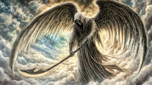 Winged Reaper in Ethereal Skies