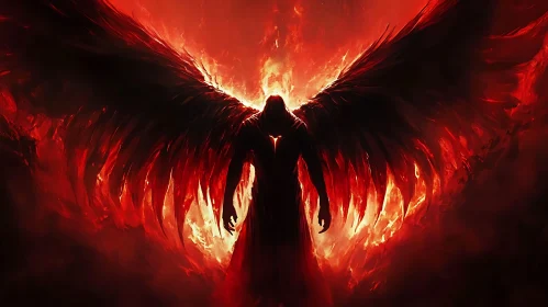 Winged Figure in Red Flames