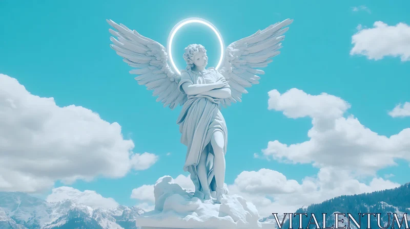 Angel Statue in the Sky AI Image