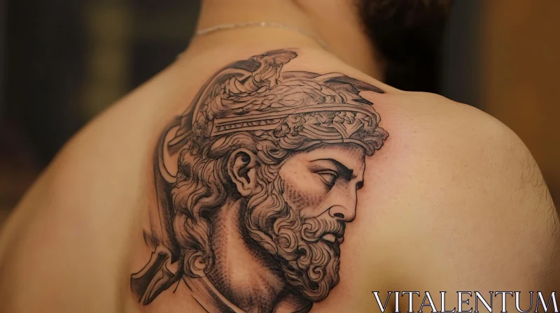 AI ART Classical Portrait Shoulder Tattoo