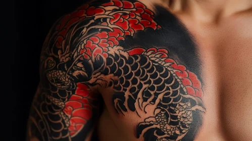 Intricate Japanese Dragon Tattoo on Upper Arm