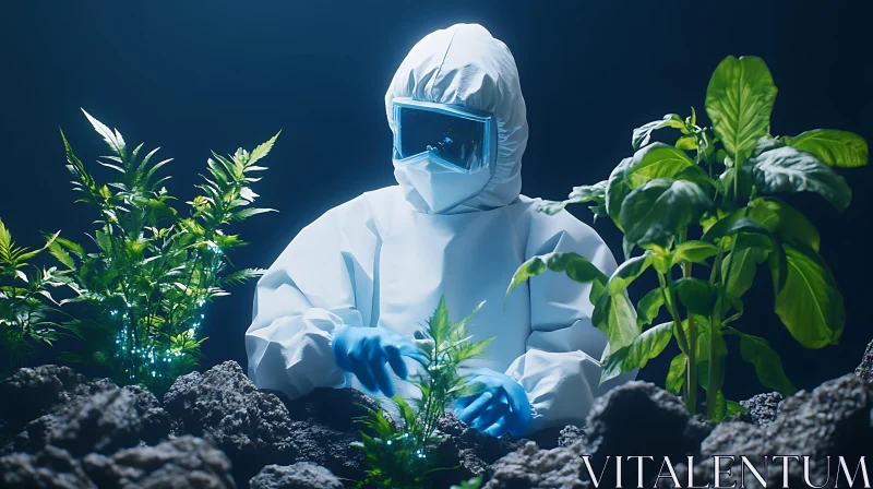 Person in Suit with Plants AI Image