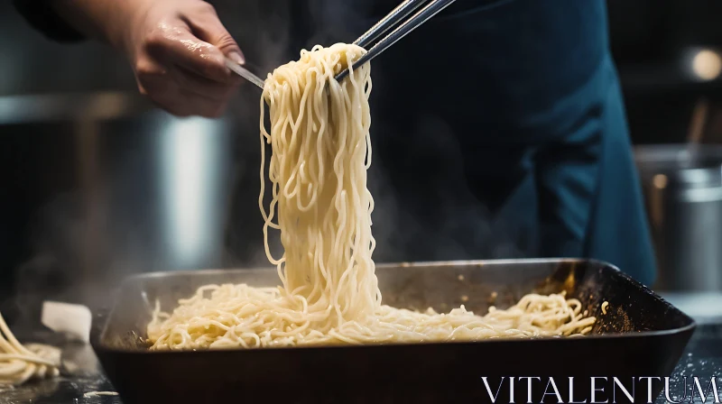 Cooking Noodles: Chef's Perfectly Prepared Meal AI Image