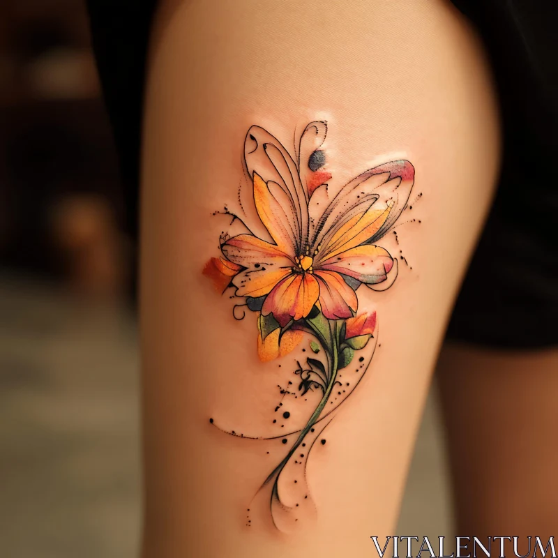 Colorful Floral Butterfly Tattoo AI Image