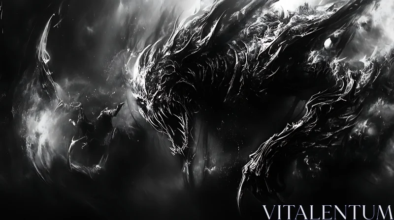 AI ART Monochrome Monster Art: A Creature of Darkness