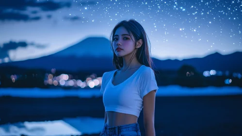 Starry Night Woman Portrait