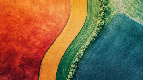 Agricultural Field with Colourful Strips