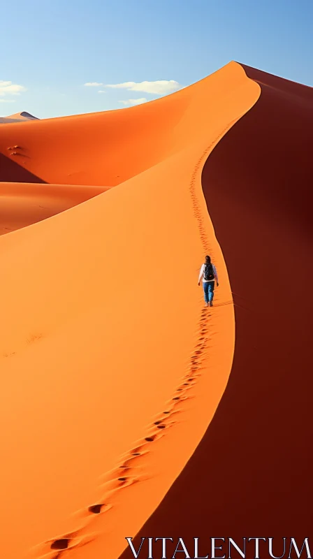 Captivating Portrait of a Man Walking in the Desert with Intense Colors AI Image