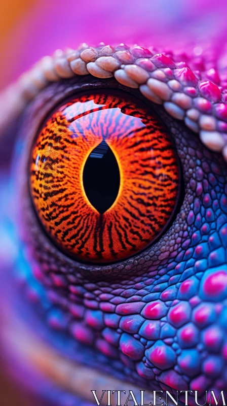 Colorful Close-Up: Lizard's Eye in Photorealistic Sci-Fi Style AI Image