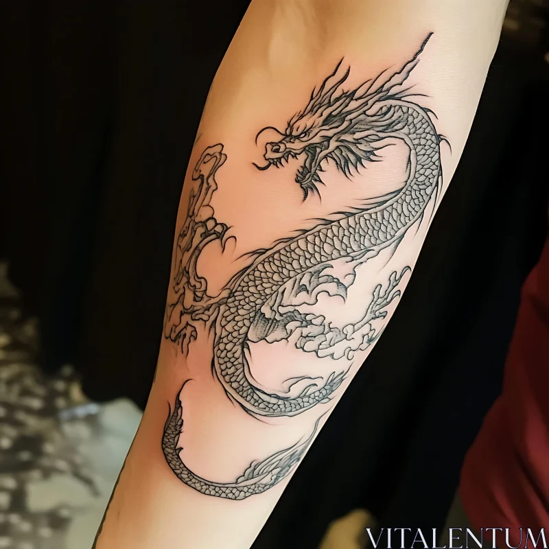 AI ART Mythical Dragon Arm Tattoo Art