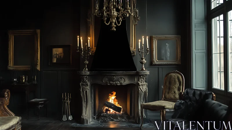 AI ART Luxury Interior with Fireplace