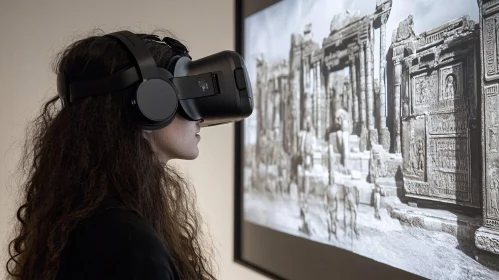 Woman's Virtual Reality Tour of Ancient Ruins
