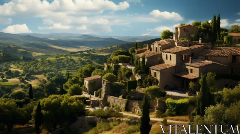 Enchanting Village in Tuscany: A Captivating Landscape AI Image