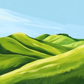 Serene Green Landscape Art