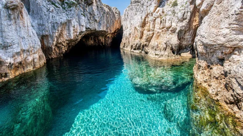 Peaceful Cove with Pristine Waters and Rocky Cliffs