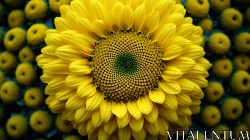Solarized Sunflower: A Symphony of Symmetry in Nature AI Image