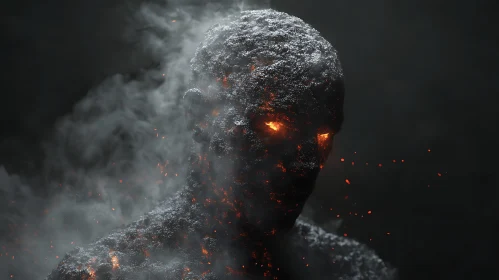 Lava Humanoid in Smoky Ambiance