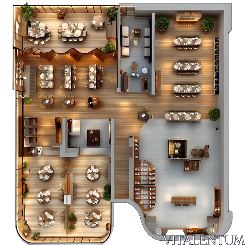 Restaurant Floor Plan with Seating AI Image