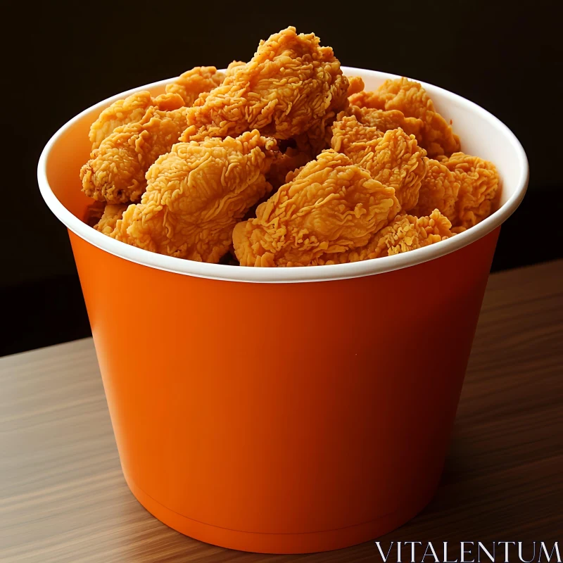 Golden Fried Chicken in Orange Bucket AI Image