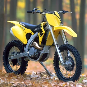 Off-Road Motorcycle on Forest Floor