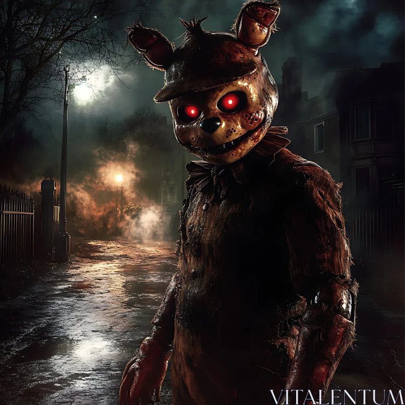 Sinister Puppet on a Dark Street AI Image