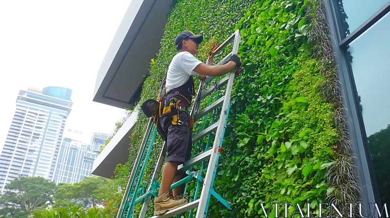 Vertical Garden Care in the City AI Image