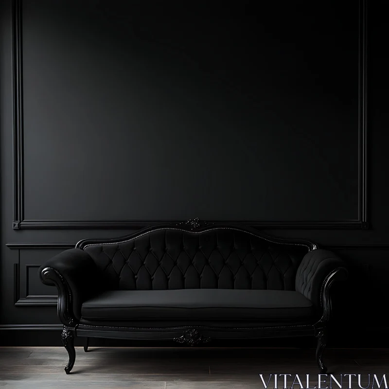 Vintage Black Sofa Interior AI Image