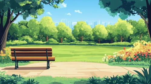 Park Bench Overlooking Green Field