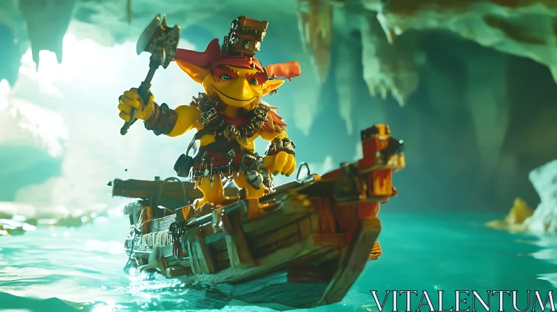 Goblin Warrior on a Boat AI Image