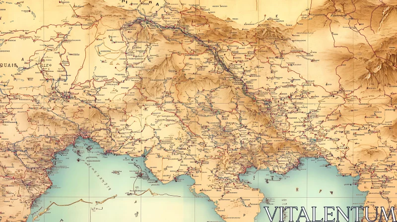 AI ART Old Topographical Map