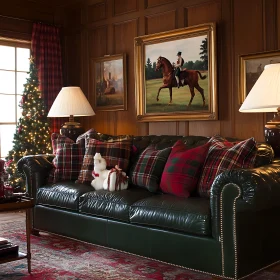 Cozy Christmas Interior with Plaid Accents