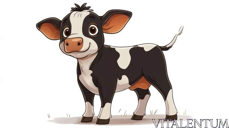 Playful Calf Cartoon Image AI Image