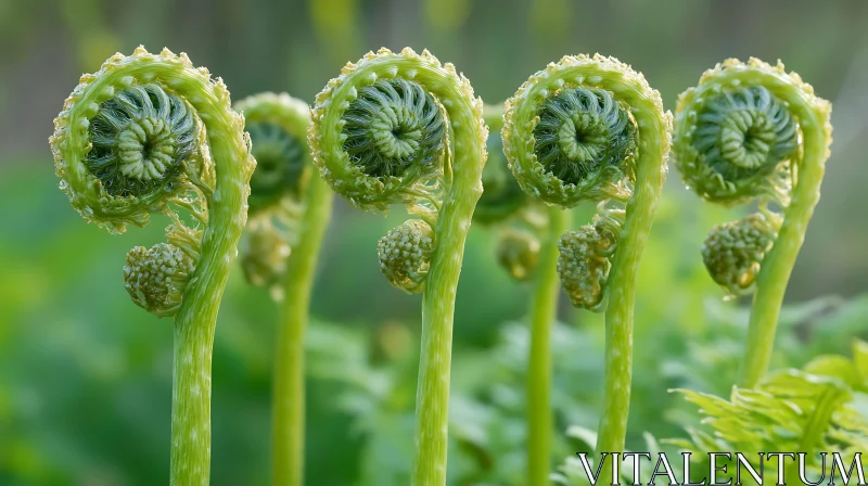 Unfurling Fern Fronds Close-up AI Image