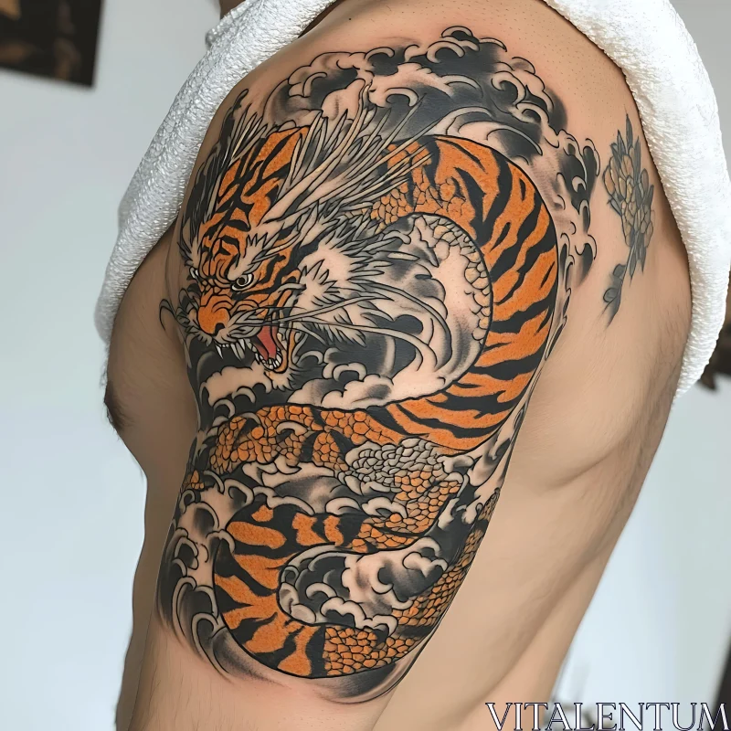 Fierce Dragon Arm Tattoo AI Image